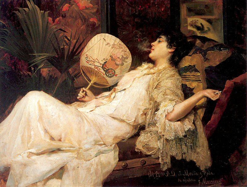 Manovens, Francisco Masriera Young Woman Resting France oil painting art
